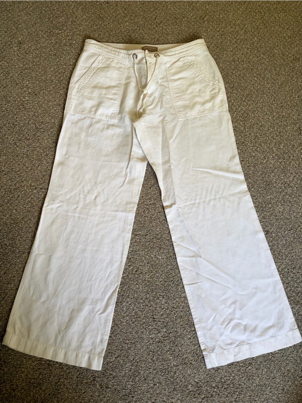 Banana Republic White Drawstring Linen-Blend Joggers
